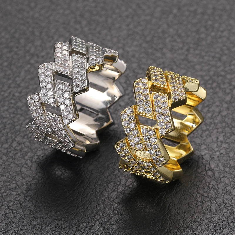 S925 Moissanite Diamond Prong Cuban Ring