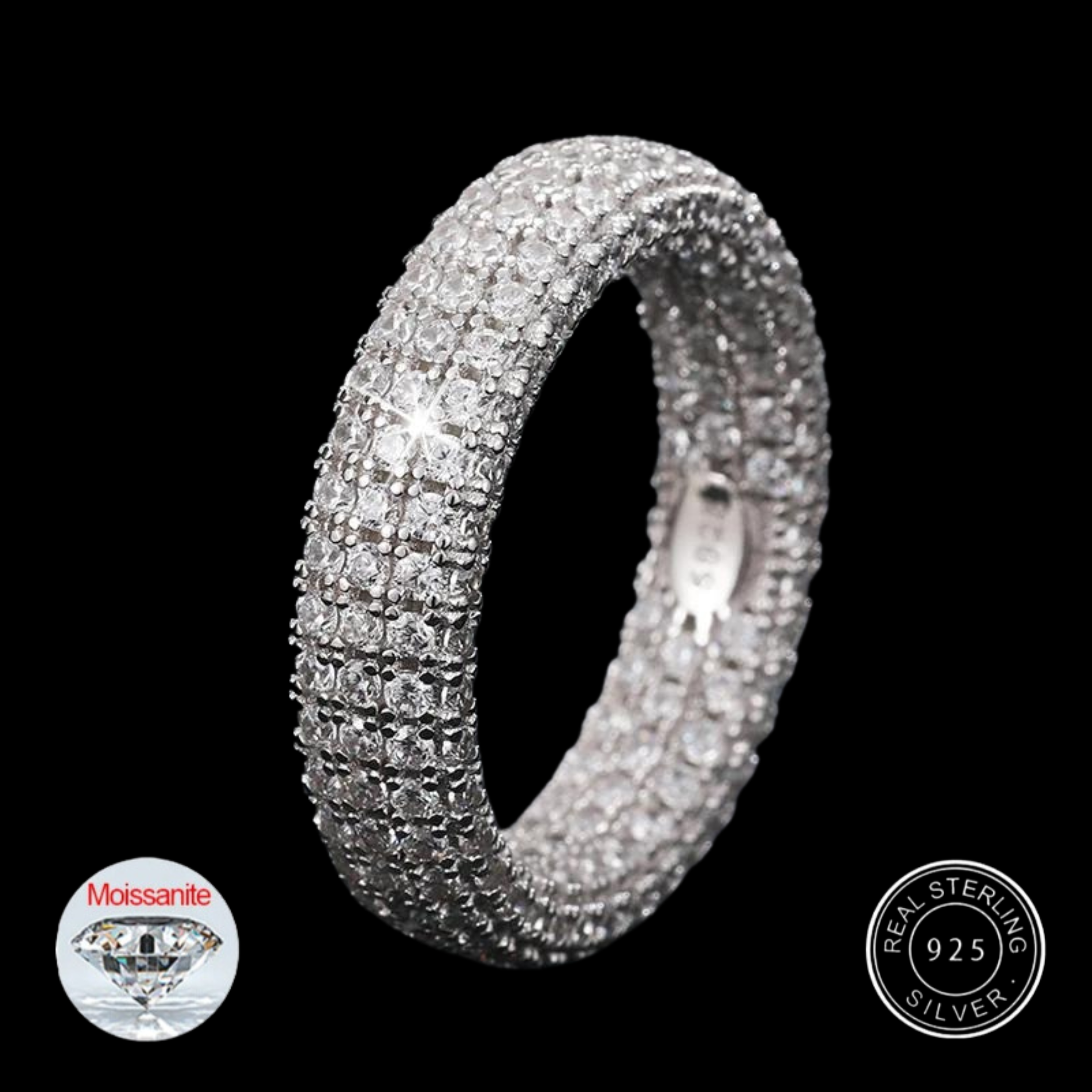 S925 Moissanite Eternity Diamond Band Ring