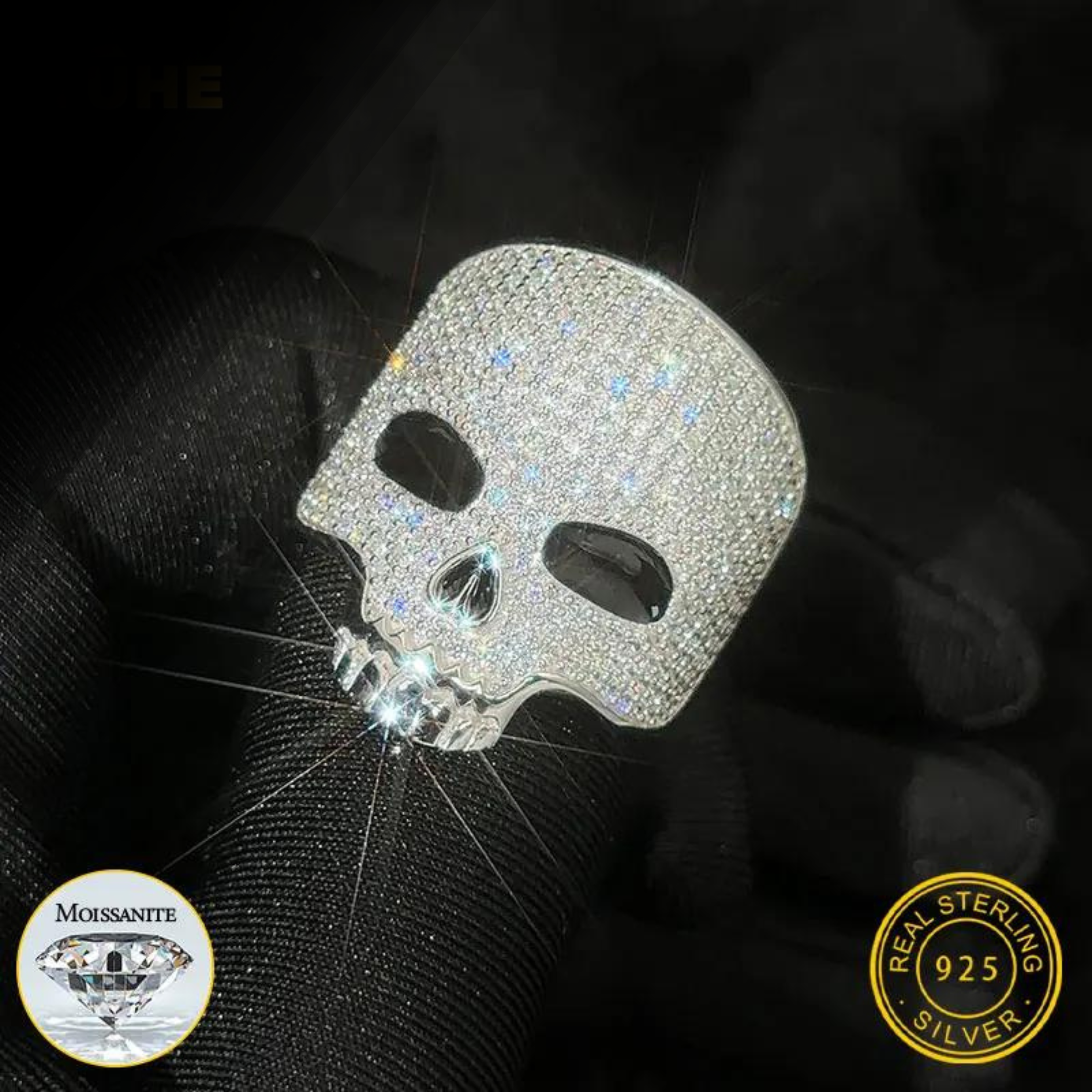 S925 Moissanite Pave Skull Mask Diamond Ring