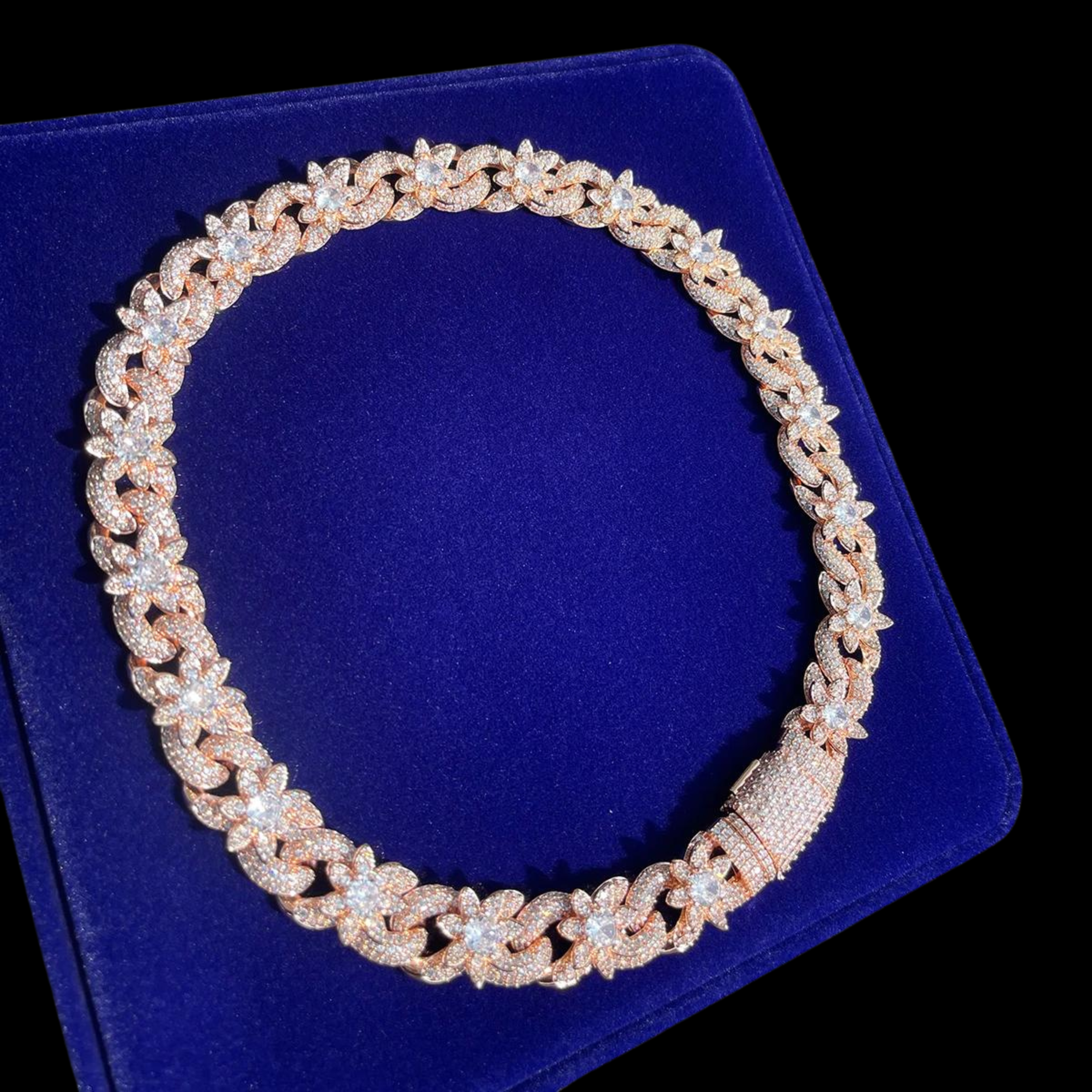 20mm Daisy Flower Diamond Link Cuban Chain Necklace - Icedgame & Co