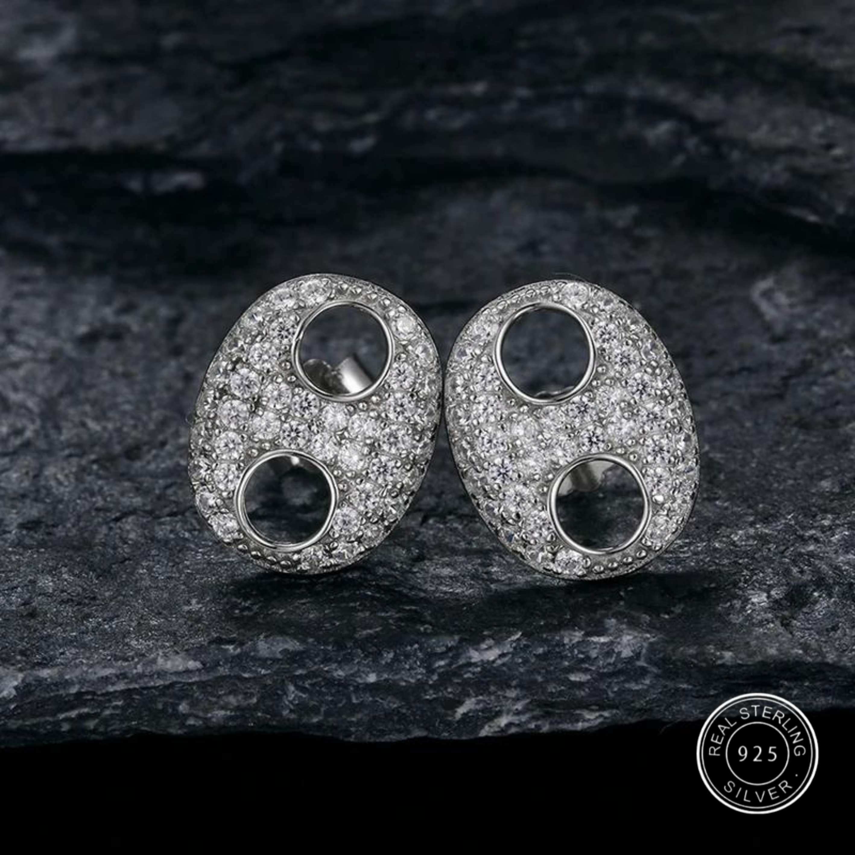 New S925 Coffee Bean Diamond Earrings