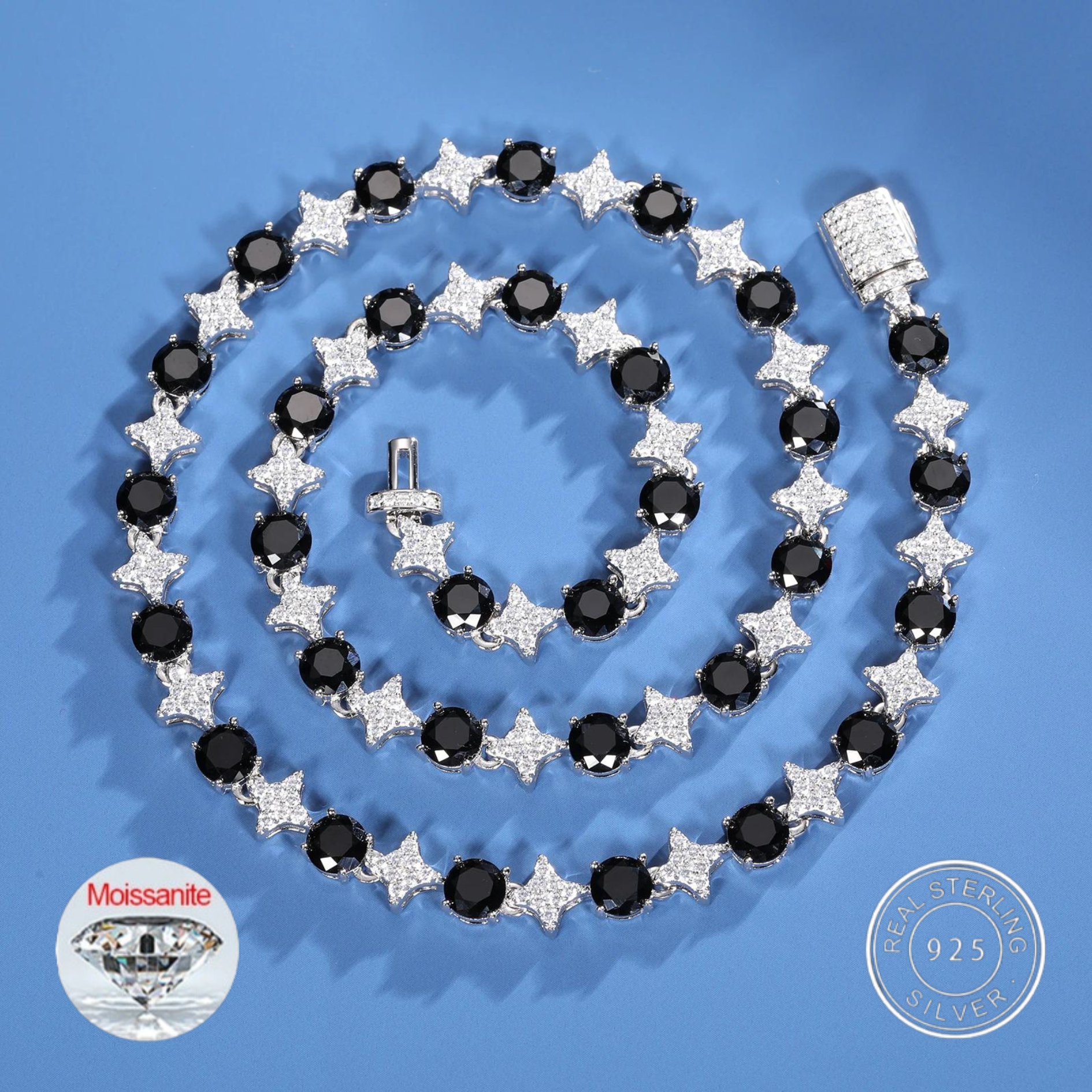 8mm S925 Black Moissanite Star Link Tennis Chain - Icedgame & Co