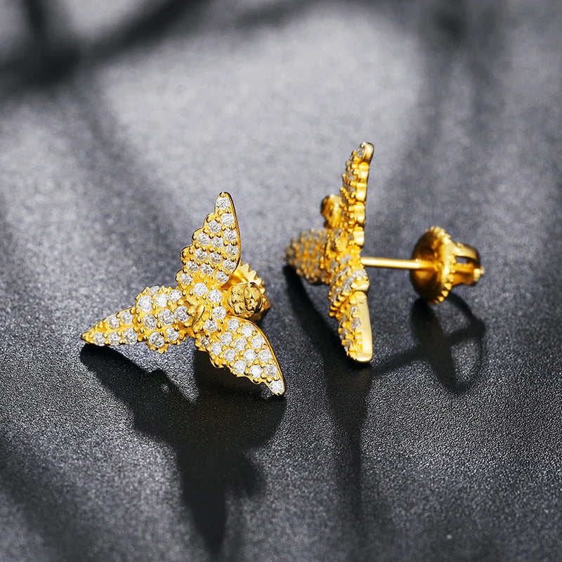 S925 Moissanite Angel 18K Gold Plated Earrings