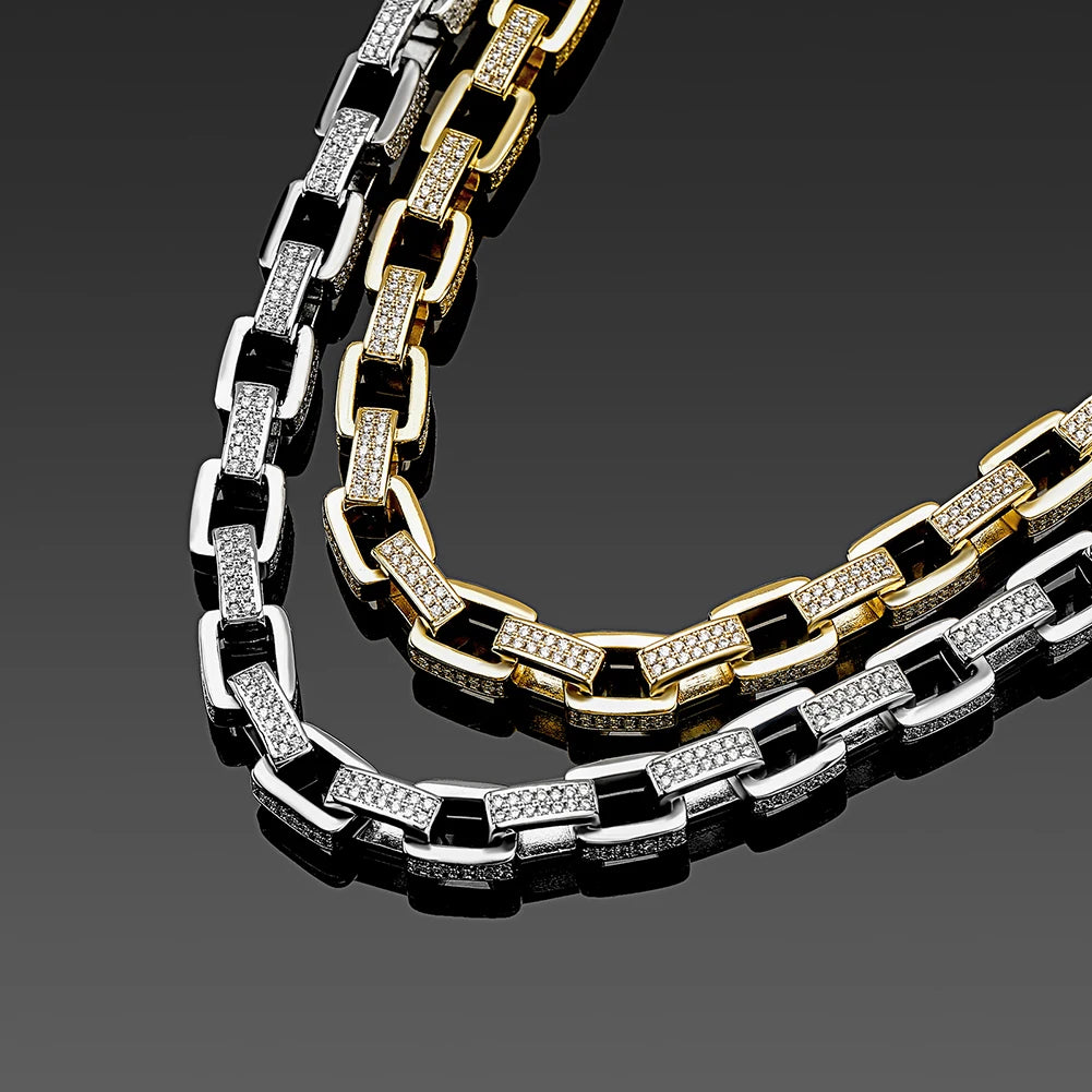 8mm Iced Out Box Link Chain Necklace