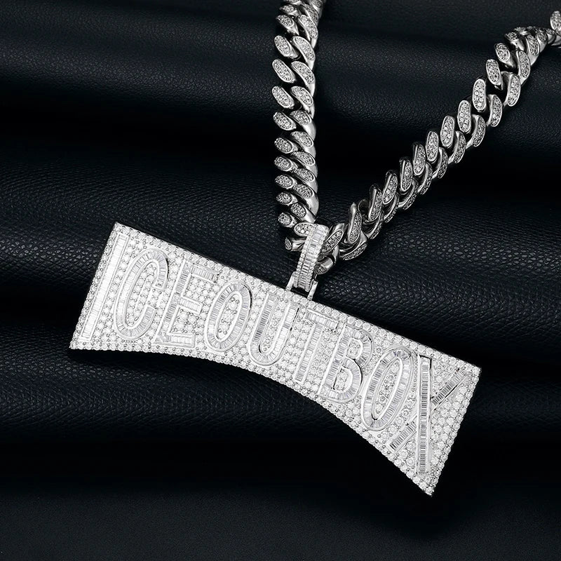 S925 Moissanite Baguette Blocky Custom Letter Pendant - Icedgame & Co