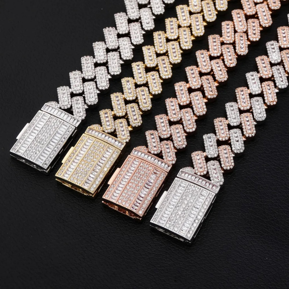 Two-Tone White and Pink Gold Diamond Cuban Necklace - 20mm