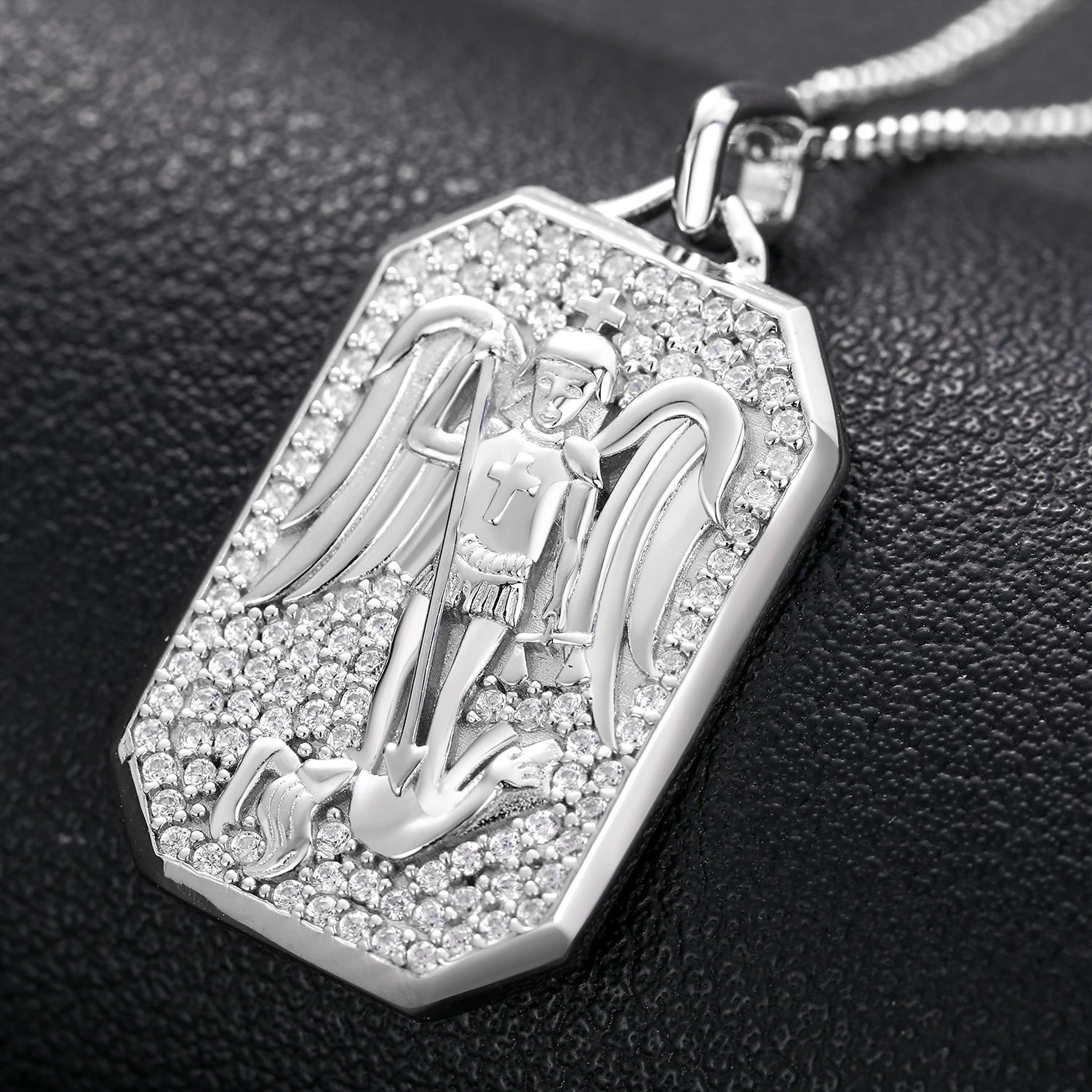 S925 Moissanite Angel Amulet Tag Pendant