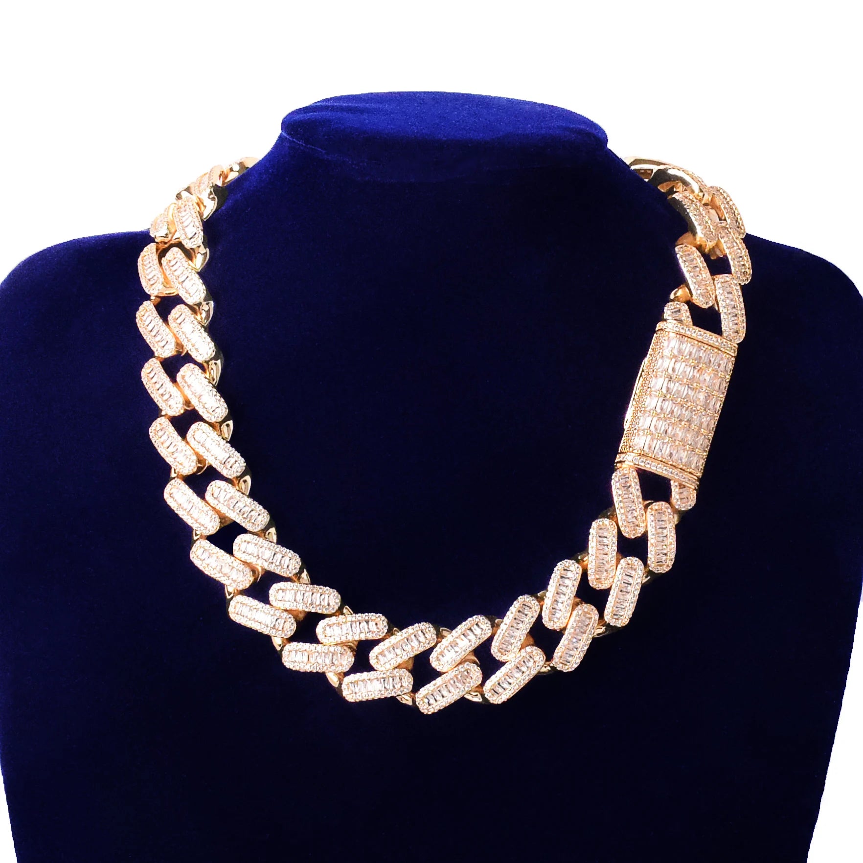 20MM Miami Baguette Diamond Cuban Link Chain Necklace