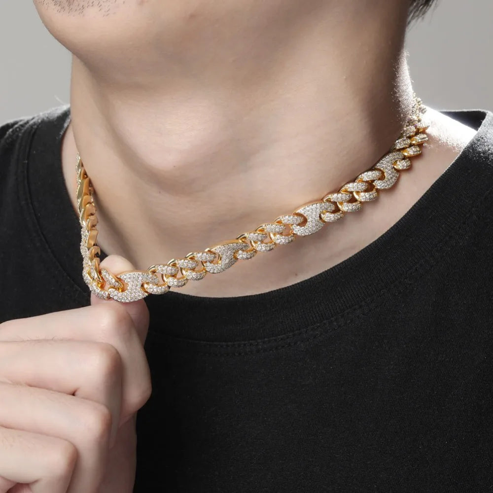 12MM MIXED BEAN CUBAN LINK CHAIN NECKLACE - Icedgame & Co