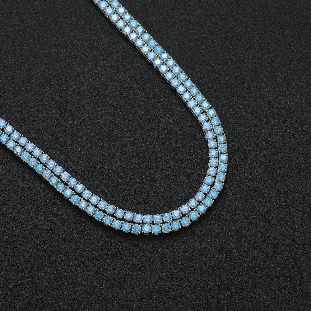 Ocean Blue Diamond Tennis Necklace - 4mm