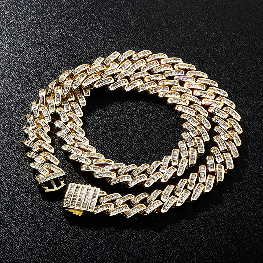 12mm Baguette Prong Cuban Link Necklace