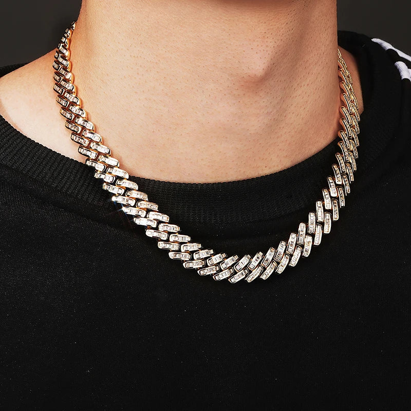 12mm Baguette Prong Cuban Link Necklace