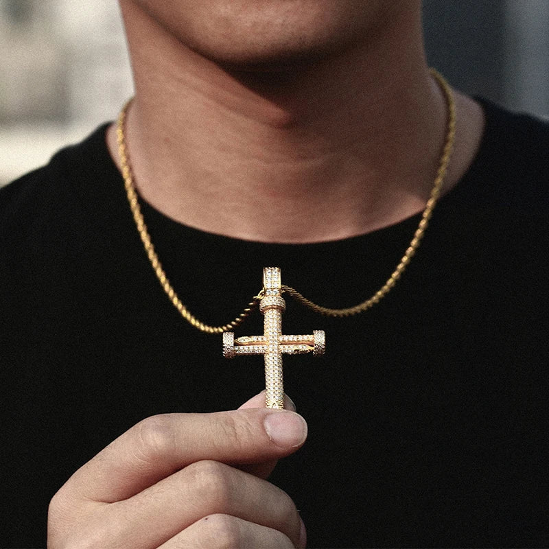 Nail Cross Pave Diamond Pendant