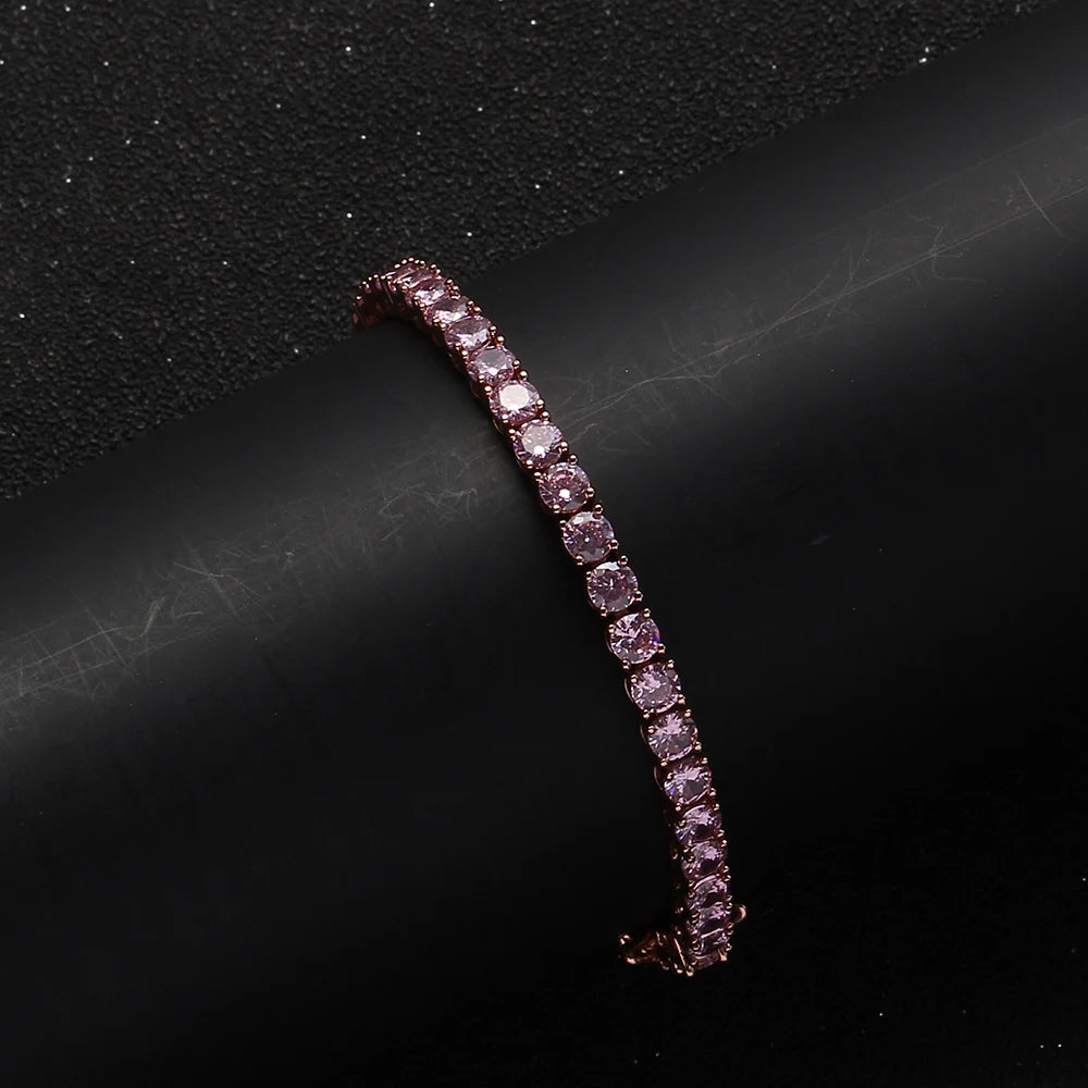 Pink Cubic Zirconia Diamond Tennis Bracelet