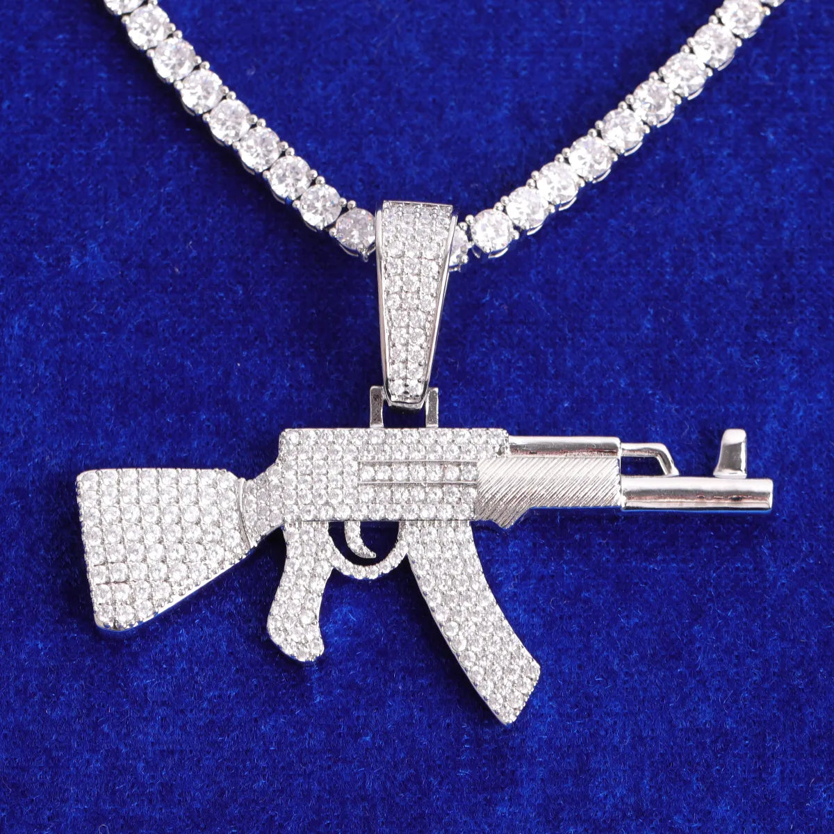 Iced Out AK-47 Pendant Necklace