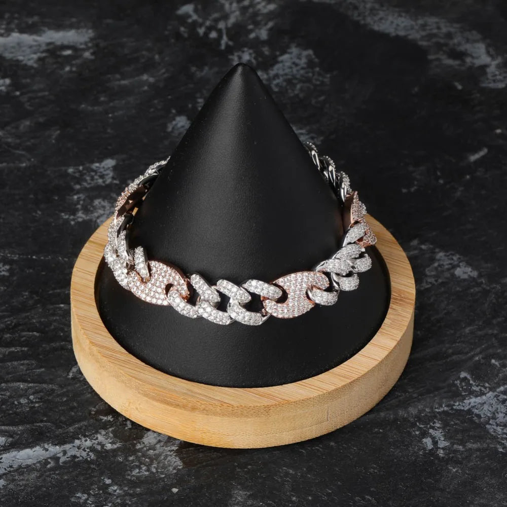 12MM MIXED BEAN CUBAN LINK CHAIN BRACELET - Icedgame & Co