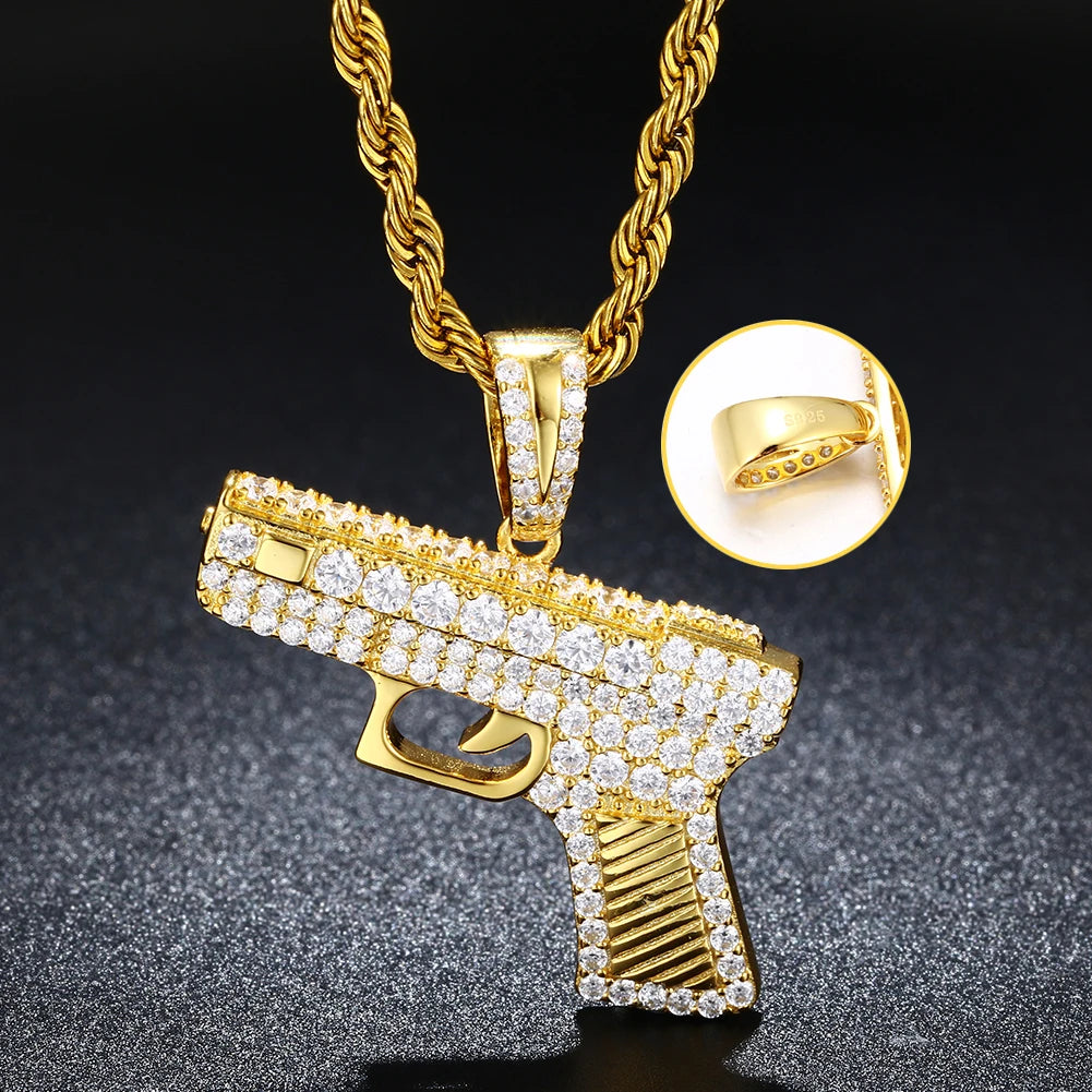 S925 Fully Glock Diamond Pendant Necklace