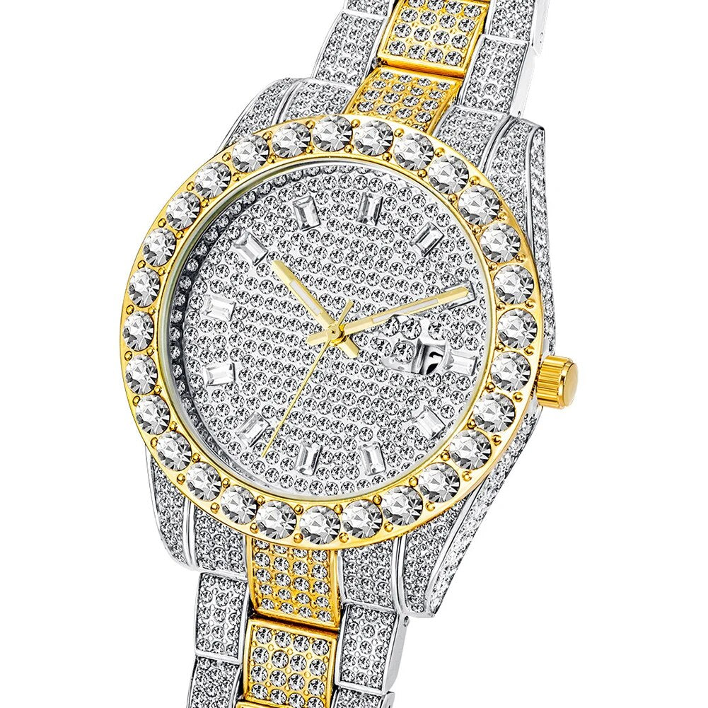 FULLY NUMERALS ICED OUT BAGUETTE DIAMOND WATCH