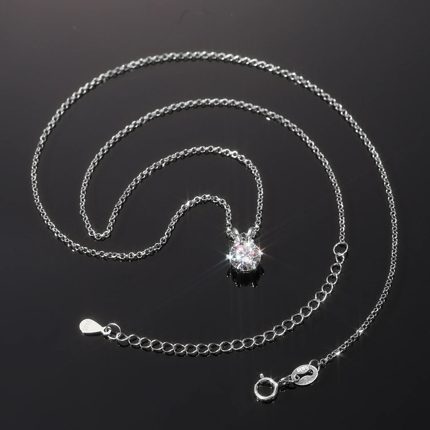 S925 1 Carat Round Cut Moissanite Pendant Necklace & Ring (Bundle Set)