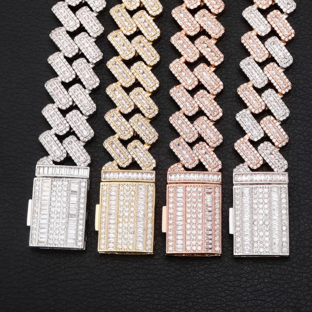 Two-Tone White and Pink Gold Diamond Cuban Necklace - 20mm