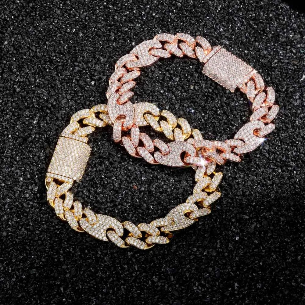 12MM MIXED BEAN CUBAN LINK CHAIN BRACELET - Icedgame & Co