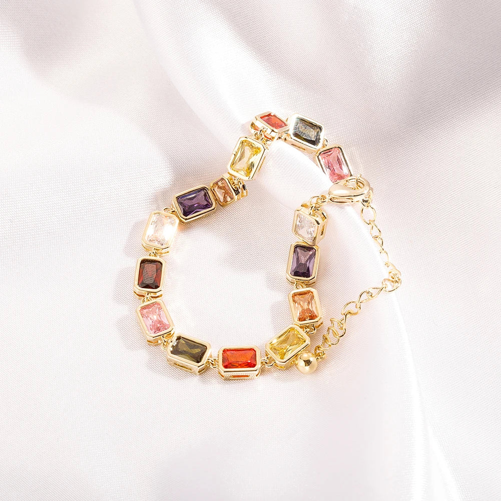 Multi-Color Rectangle Gemstone Bracelet