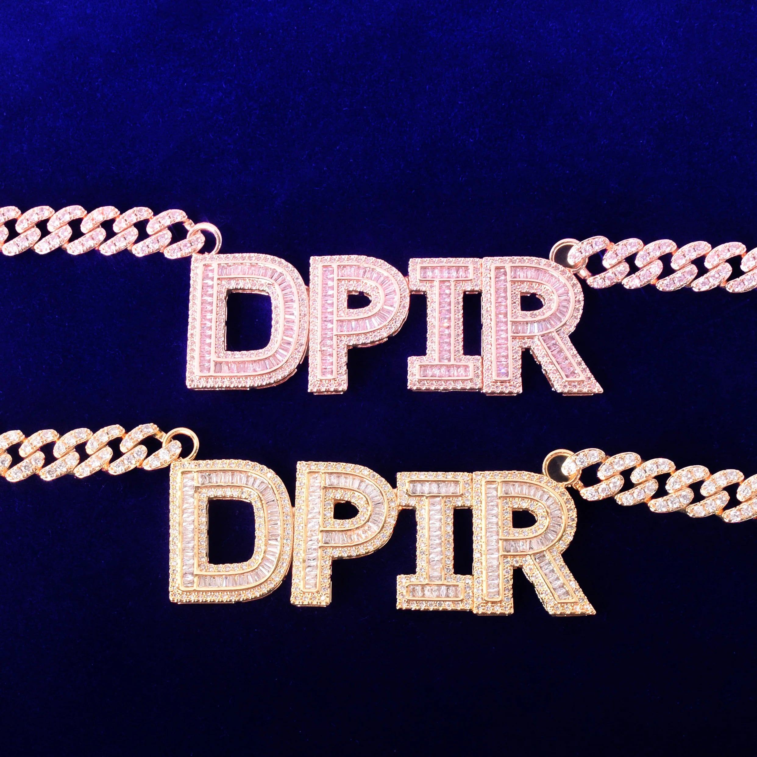 Custom Baguette Layer Letter Cuban Link Necklace - 10mm