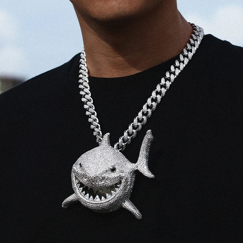 Big Head Shark Pendant Necklace - Icedgame & Co