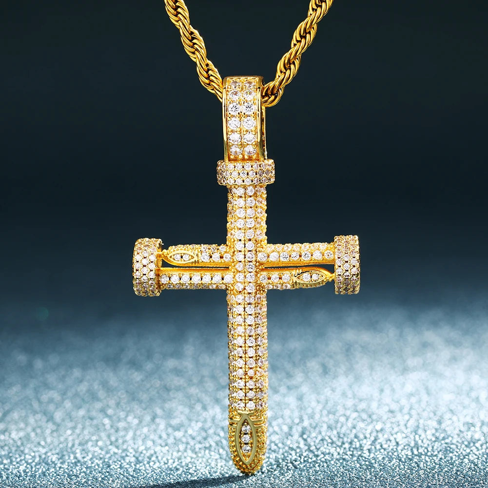 Nail Cross Pave Diamond Pendant