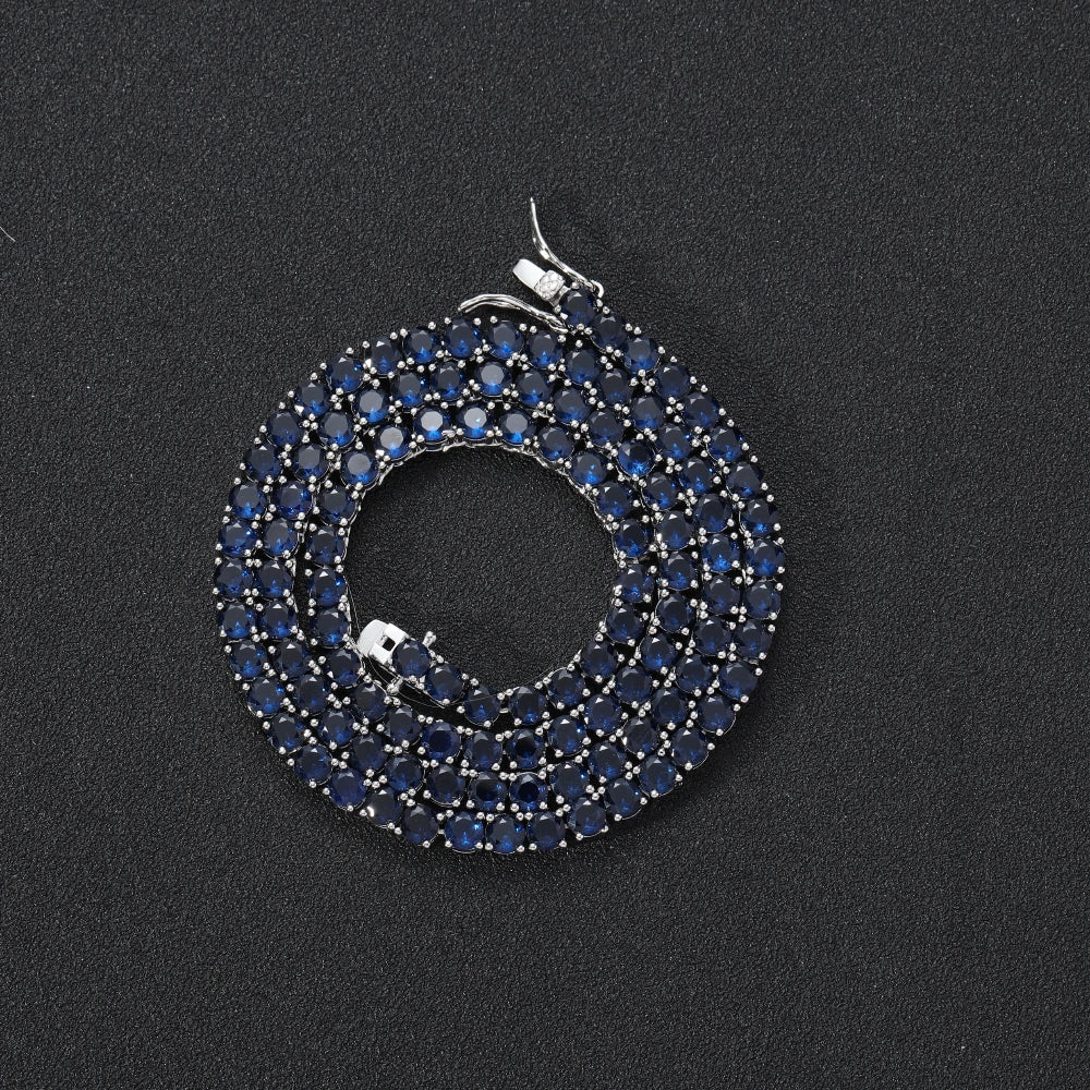 Midnight Blue Cubic Zirconia Diamond Tennis Necklace - 4MM