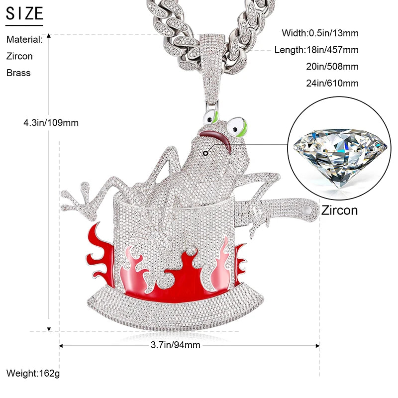 S925 Moissanite Custom Boiled Frog Pendant - Icedgame & Co