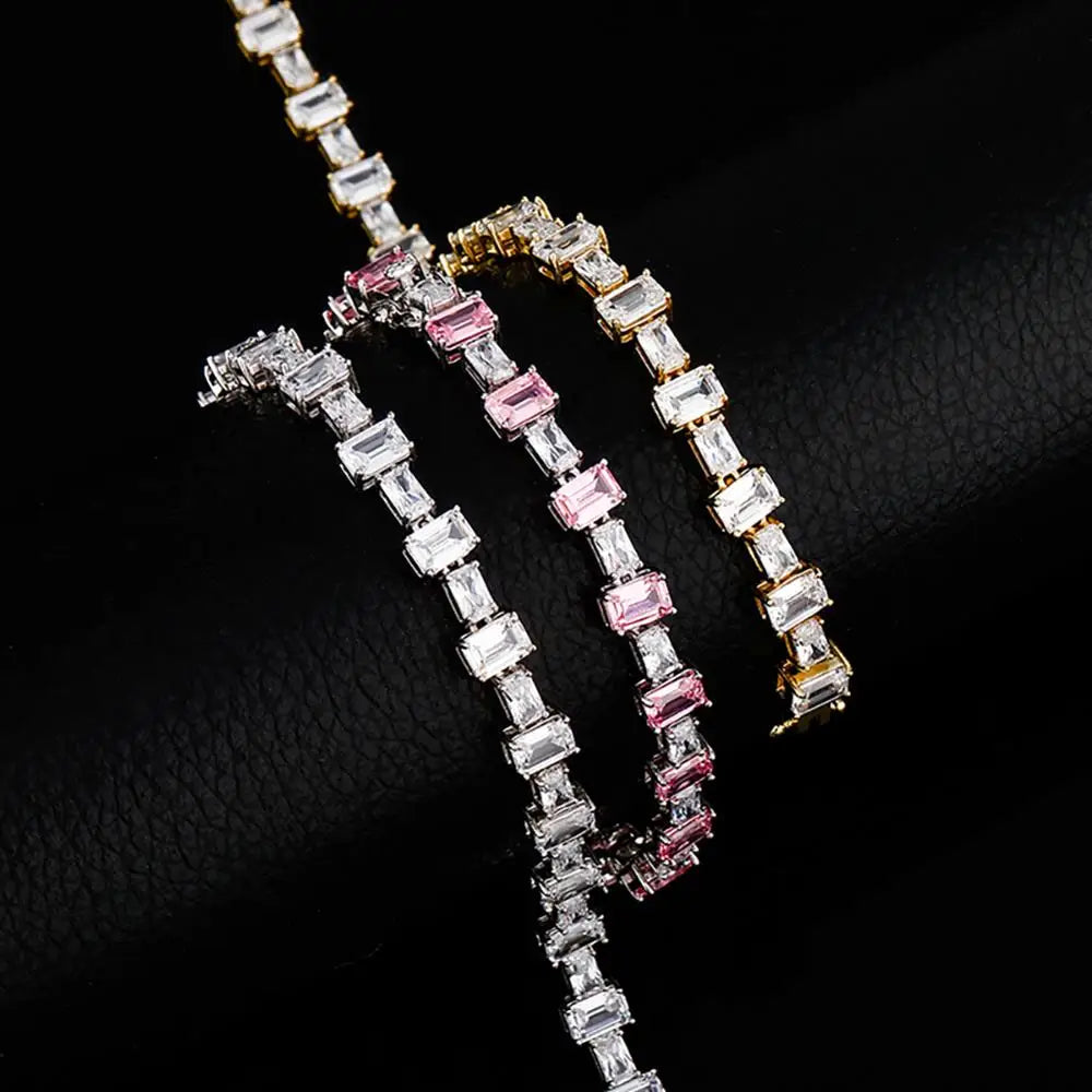 6MM Baguette Tennis Diamond Link Chain Bracelet