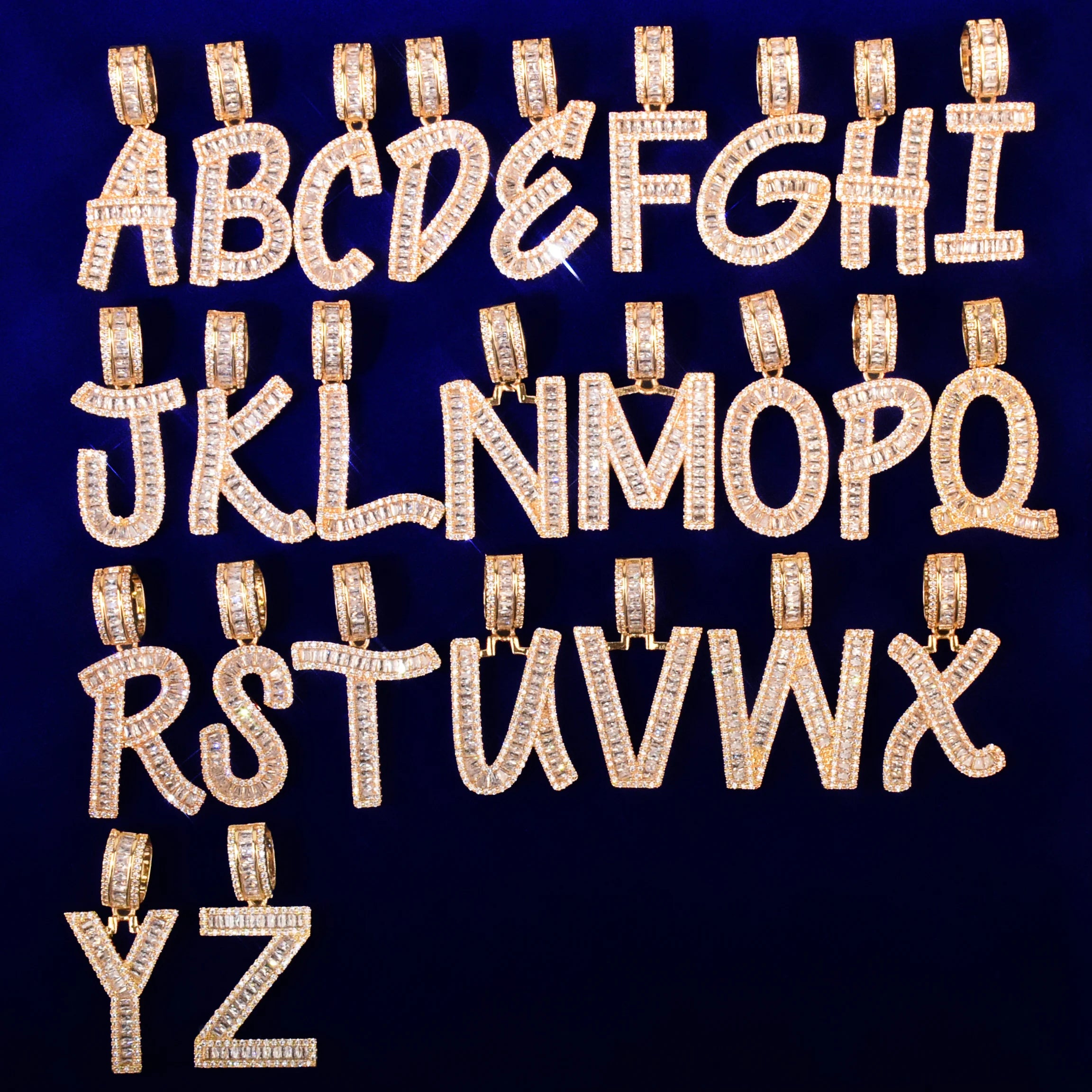 Custom Baguette Letter Pendant - Icedgame & Co