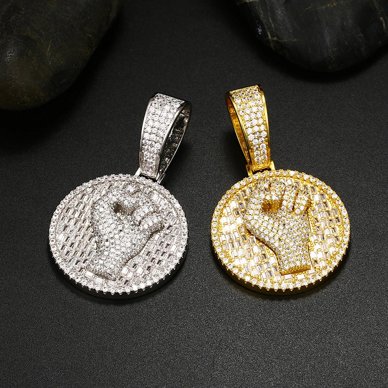 Round Clenched Fist Diamond Pendant