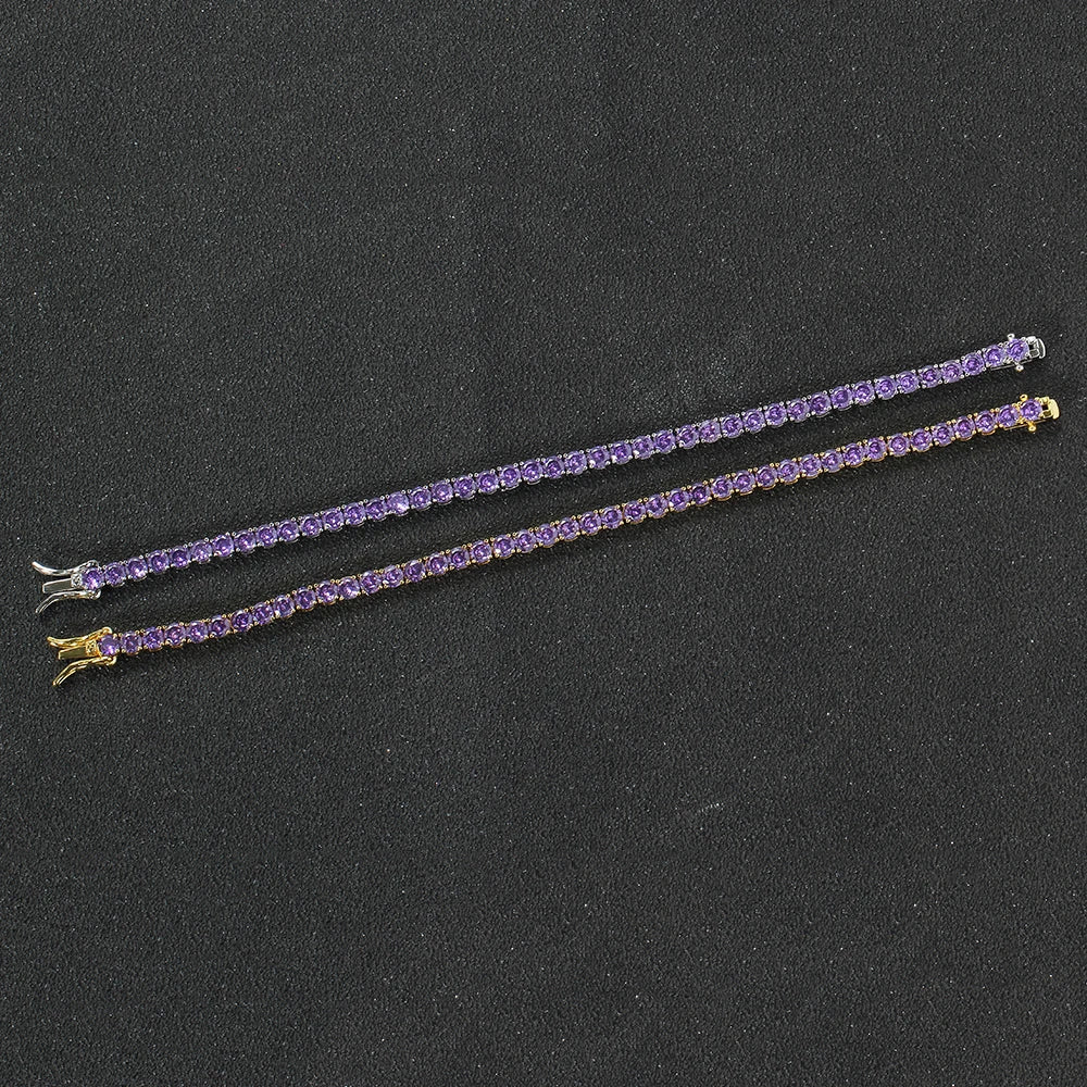 Purple Cubic Zirconia Diamond Tennis Bracelet - 4MM