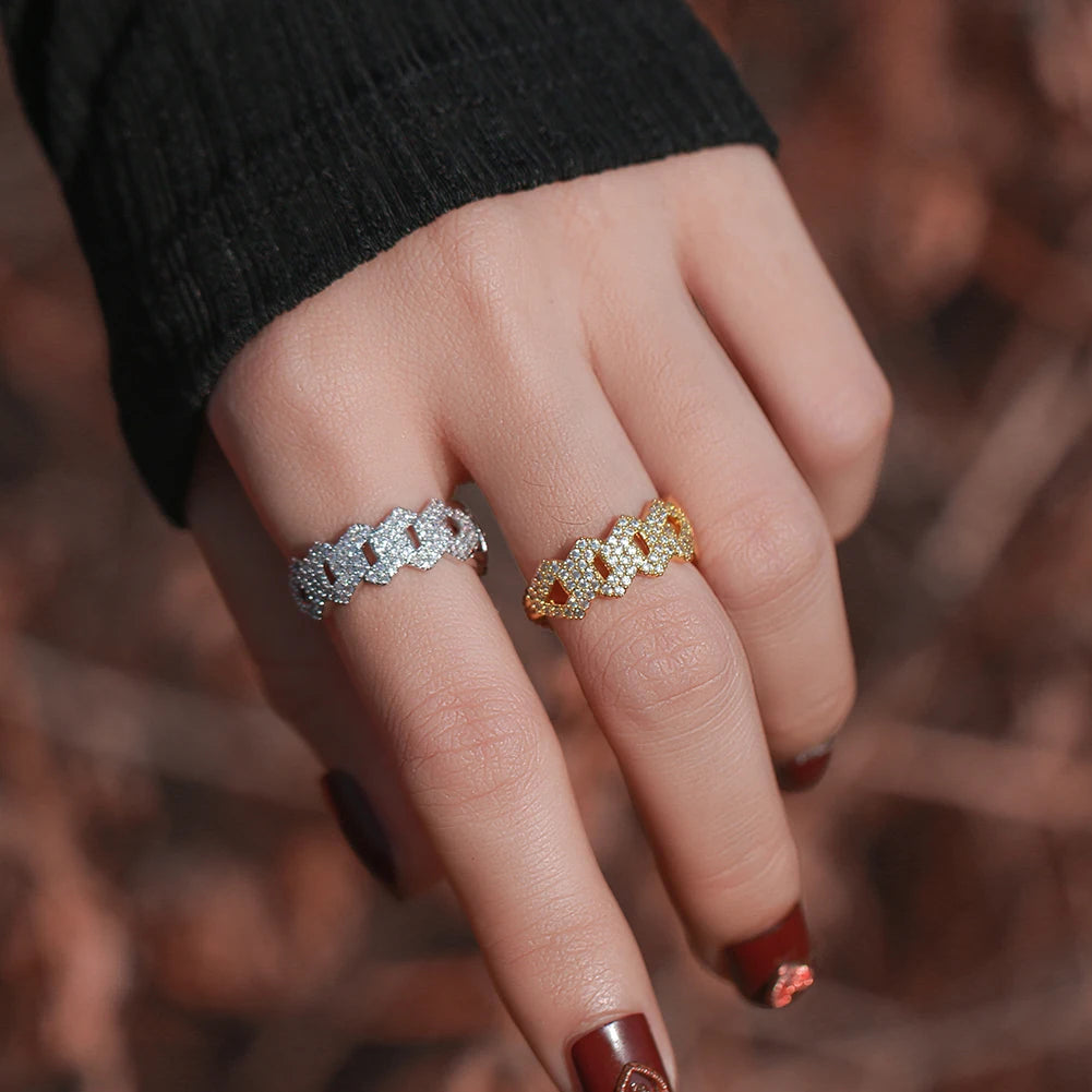 Cutie Iced Out Diamond Prong Cuban Ring