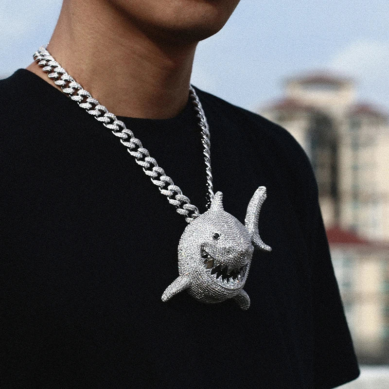 Big Head Shark Pendant Necklace - Icedgame & Co