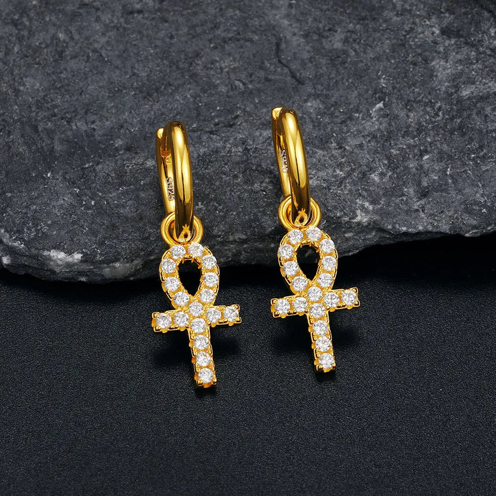 Mini Ankh Cross Earrings
