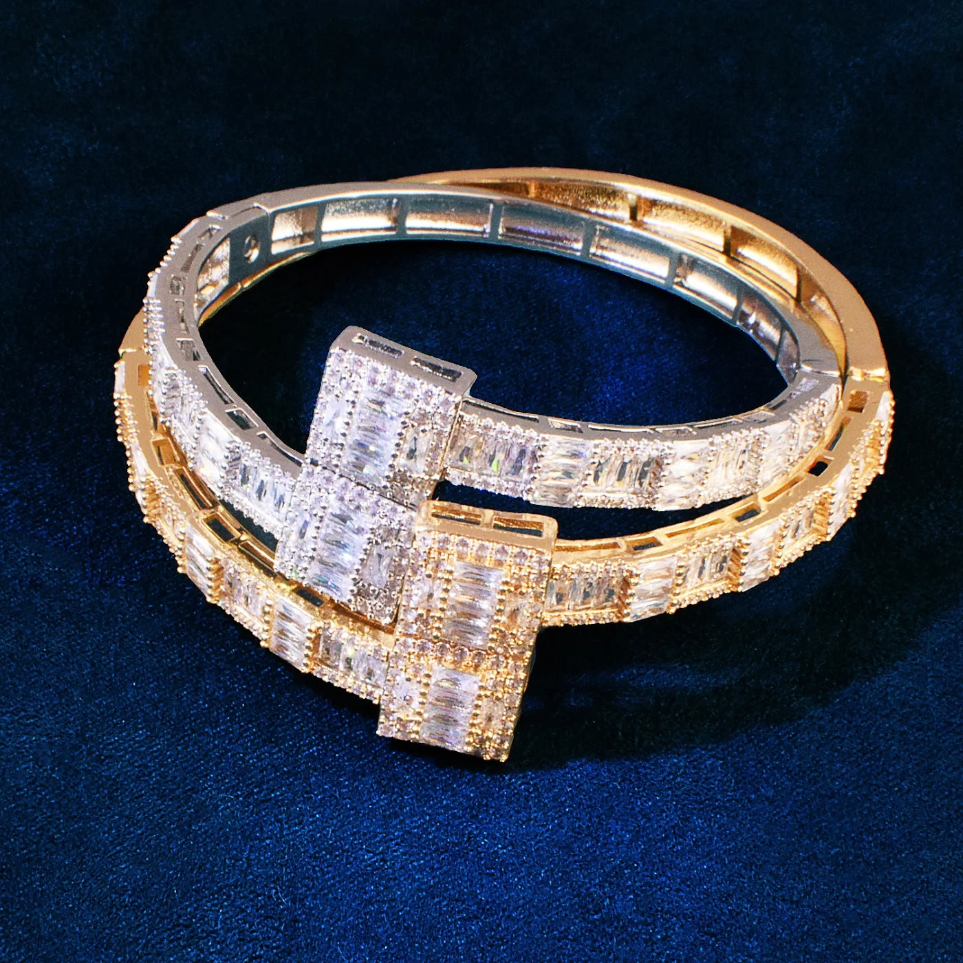 ICED OUT BAGUETTE SQUARE TENNIS BANGLE