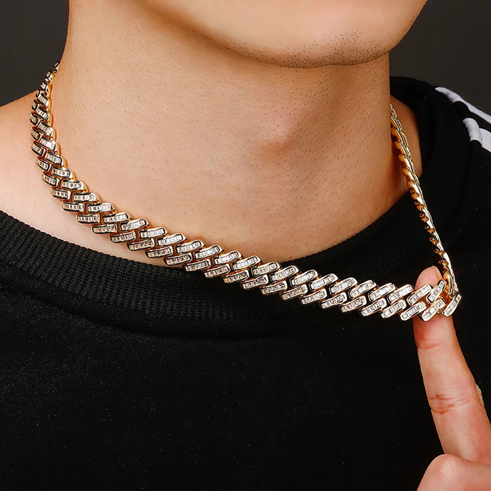 12mm Baguette Prong Cuban Link Necklace