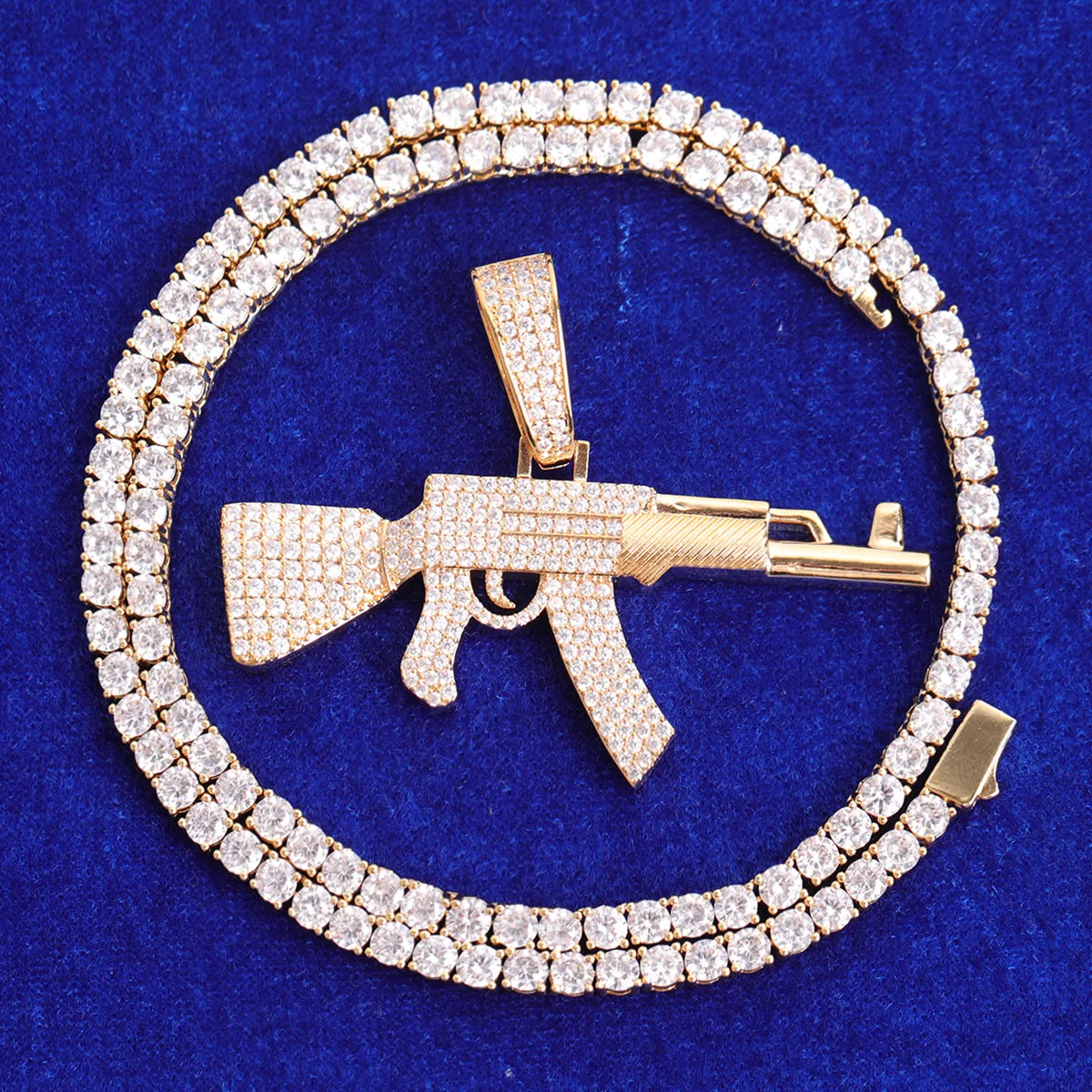 Iced Out AK-47 Pendant Necklace
