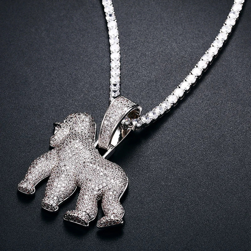 S925 Gorilla Diamond Pendant - Silver/Gold