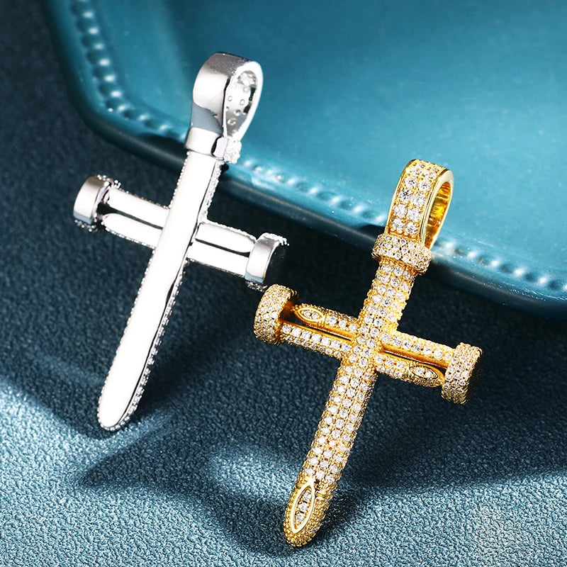 Nail Cross Pave Diamond Pendant - Icedgame & Co