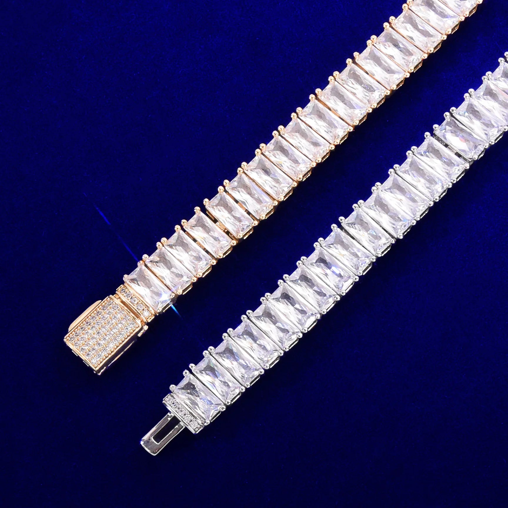 9mm Baguette Cubic Zirconia Square Diamond Chain Necklace