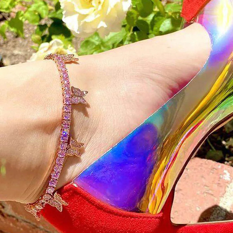 5MM Iced Out Butterfly Tennis Link Anklet