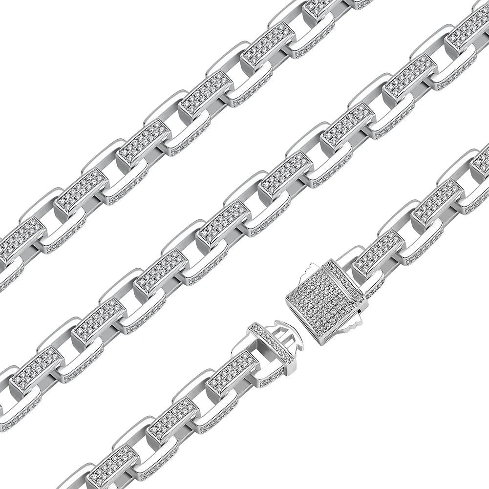 8mm Iced Out Box Link Chain Necklace