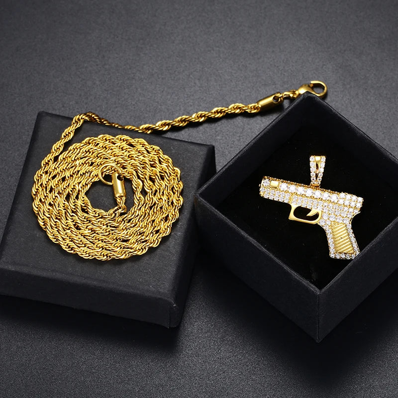 S925 Fully Glock Diamond Pendant Necklace