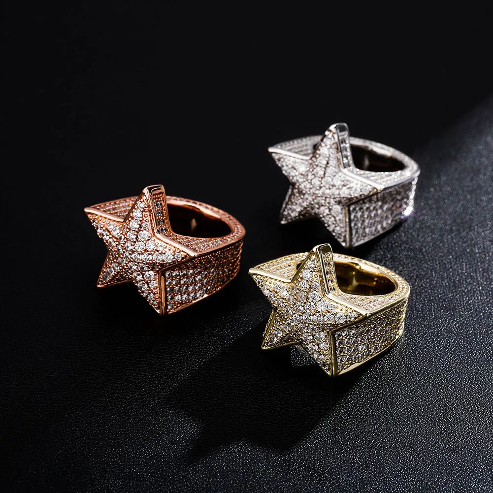 Frosty Paved Star Ring - Icedgame & Co