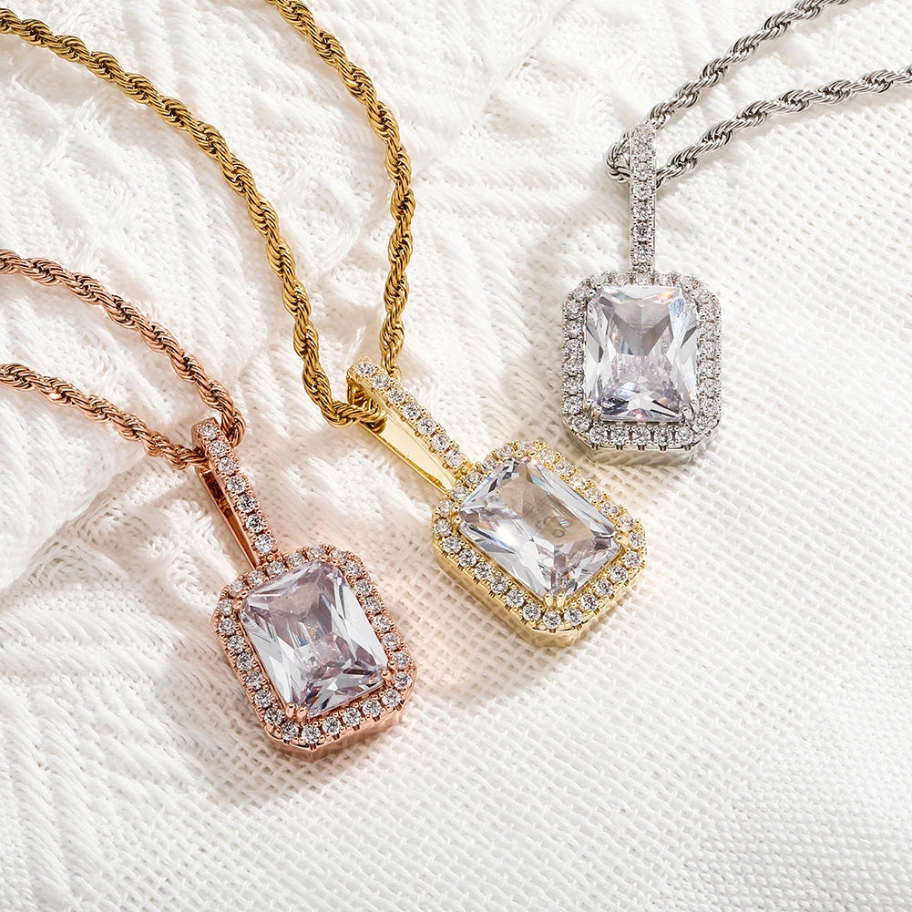 Square Baguette Cut Diamond Pendant - Icedgame & Co