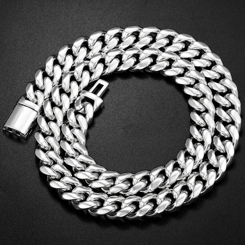 10mm Stainless Steel Miami Cuban Link Chain Necklace